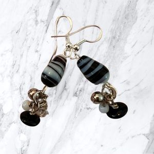 Black and White Handmade Bead Earrings